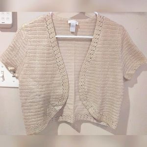 Chico's Cropped Jacket in Creamy Gold Sz. 1